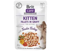 Brit mokra karma dla kociąt Care Kitten, kawałki indyka w galaretce 85g