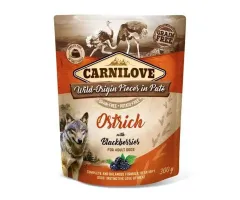 Mokra karma dla psa Carnilove Dog Pouch Ostrich&Blackberries struś z jeżynami 300g