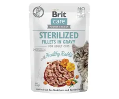 Brit mokra karma dla kotów sterylizowanych Care Sterilized, kawałki królika w sosie 85g