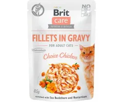 Brit mokra karma dla kota Care Cat Fillets in Gravy, kurczak z rokitnikiem i nasturcją 85g