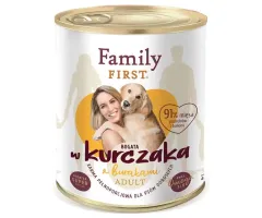 Mokra karma dla psa Family First Adult Bogata w kurczaka z burakami 800g