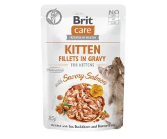 Brit mokra karma dla kociąt Care Kitten, kawałki łososia w sosie 85g