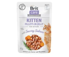 Brit mokra karma dla kociąt Care Kitten, kawałki łososia w galaretce 85g