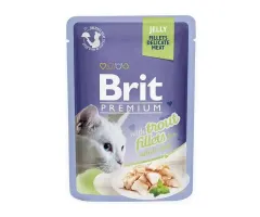 Brit mokra karma dla kota Care Cat, kawałki pstrąga w galaretce 85g